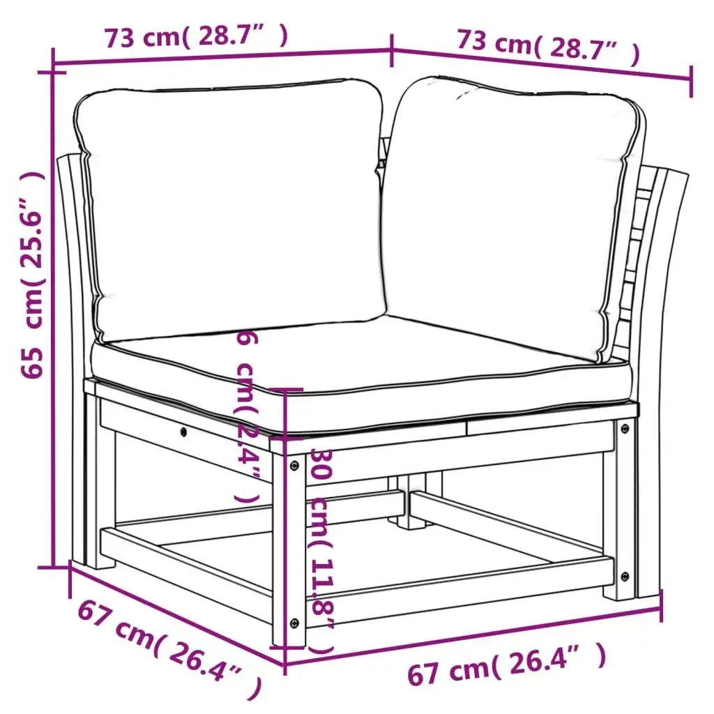 Garden Sofa Corner with Cushions 73x73x65 cm Solid Wood Acacia 366488