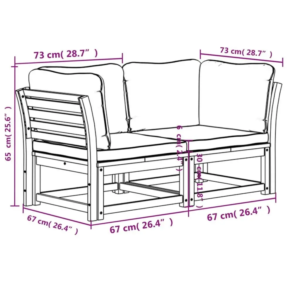 Garden Sofa with Cushions 2-Seater Solid Wood Acacia 3214290