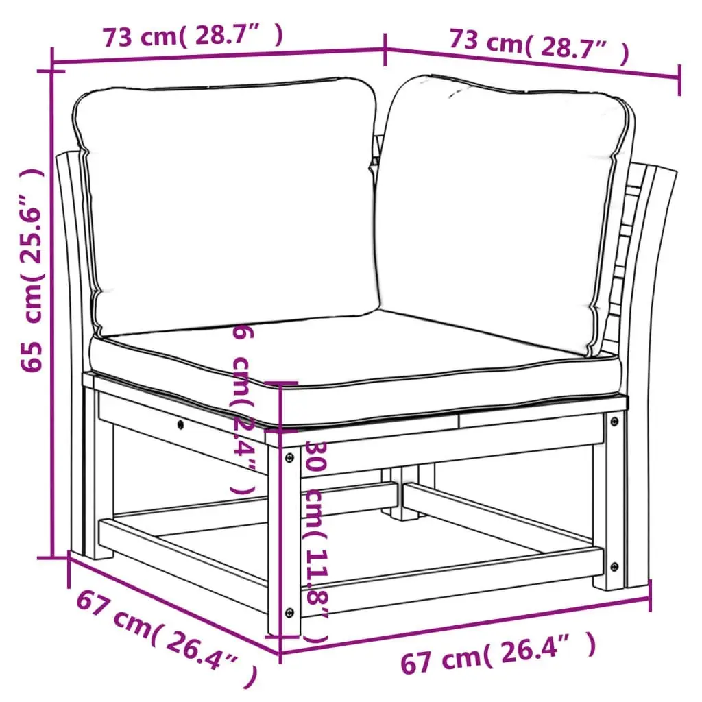 Garden Sofa Corner with Cushions 73x73x65 cm Solid Wood Acacia 366494