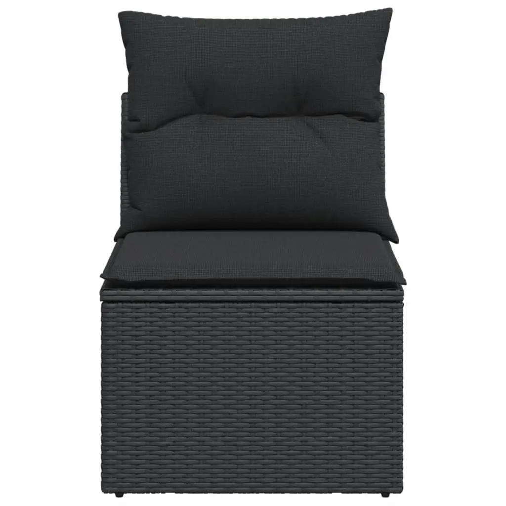 Garden Sofa Armless with Cushions Black Poly Rattan 365961