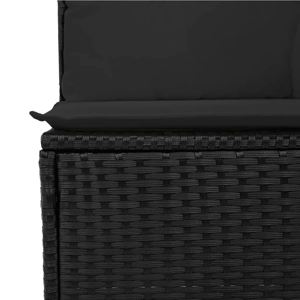 Garden Sofa Armless with Cushions Black Poly Rattan 365961