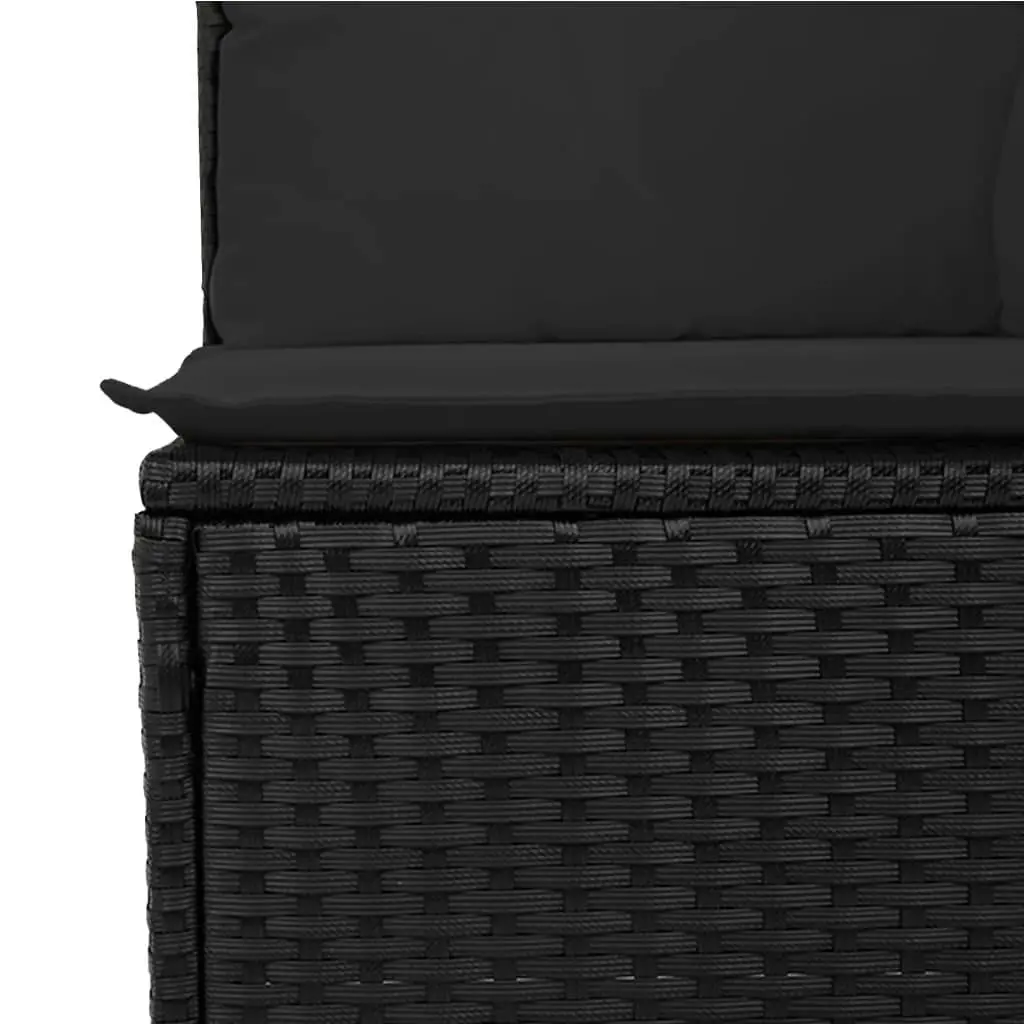 Garden Sofa Corner with Cushions Black Poly Rattan 365962