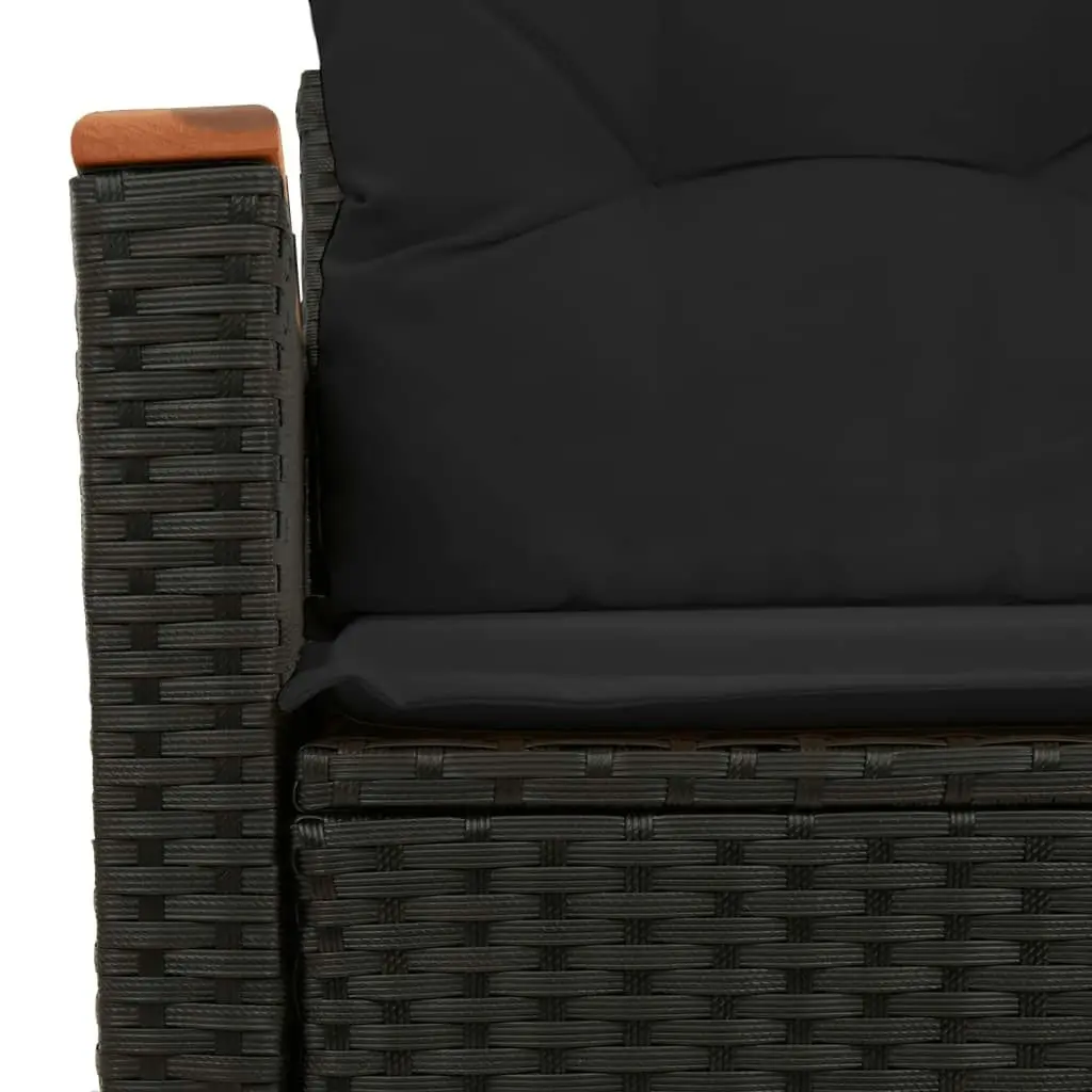 Garden Sofa with Cushions 2-Seater Black Poly Rattan 365977