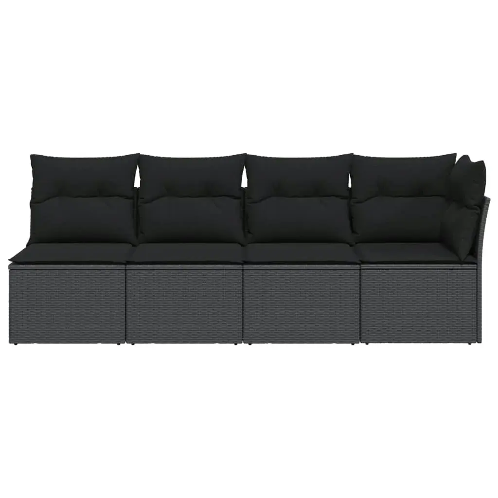 Garden Sofa with Cushions 4-Seater Black Poly Rattan 365964