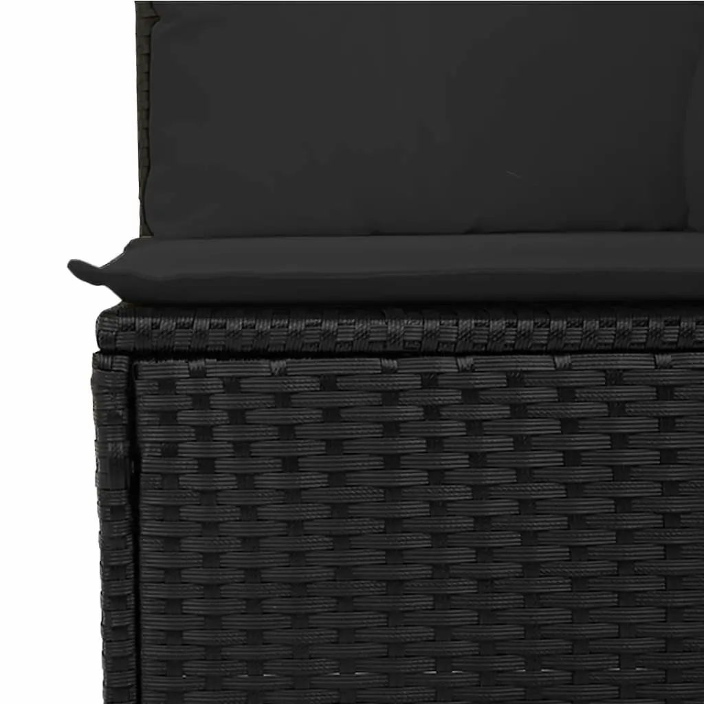 Garden Sofa with Cushions 4-Seater Black Poly Rattan 365964