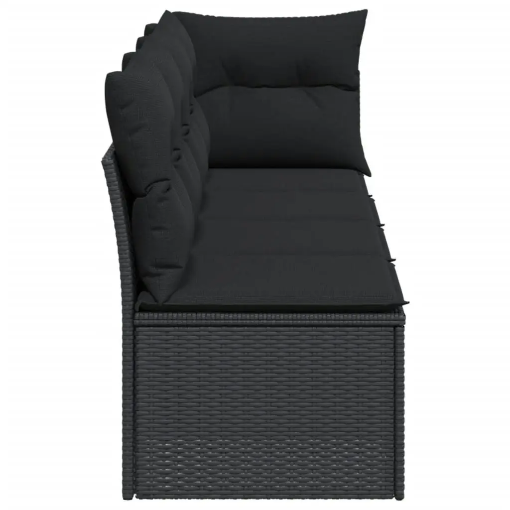 Garden Sofa with Cushions 4-Seater Black Poly Rattan 365964