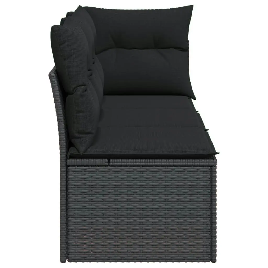 Garden Sofa with Cushions 3-Seater Black Poly Rattan 365987