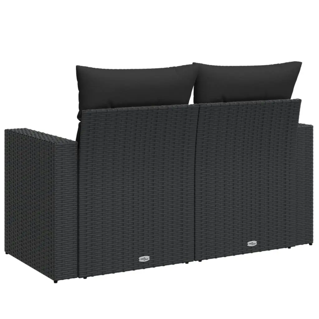 Garden Sofa with Cushions 2-Seater Black Poly Rattan 365989