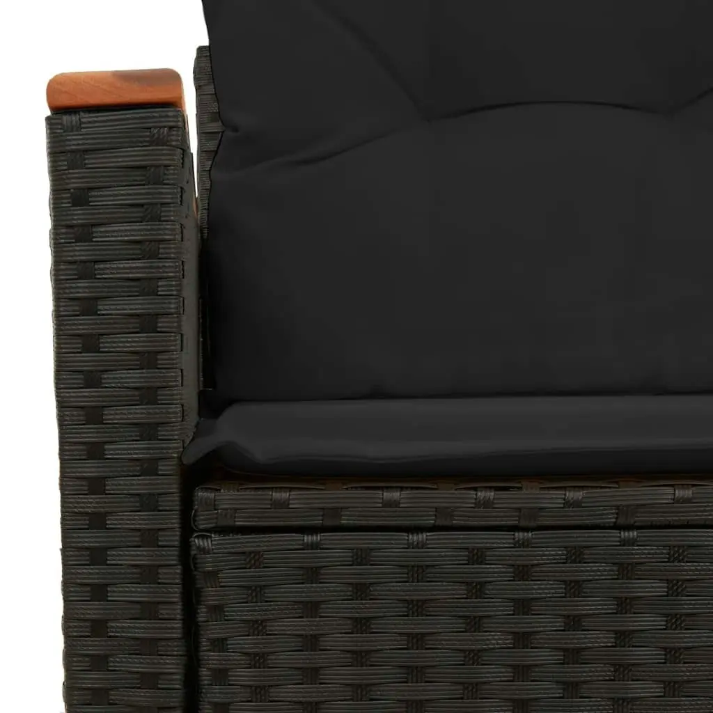 Garden Sofa with Cushions 2-Seater Black Poly Rattan 365993