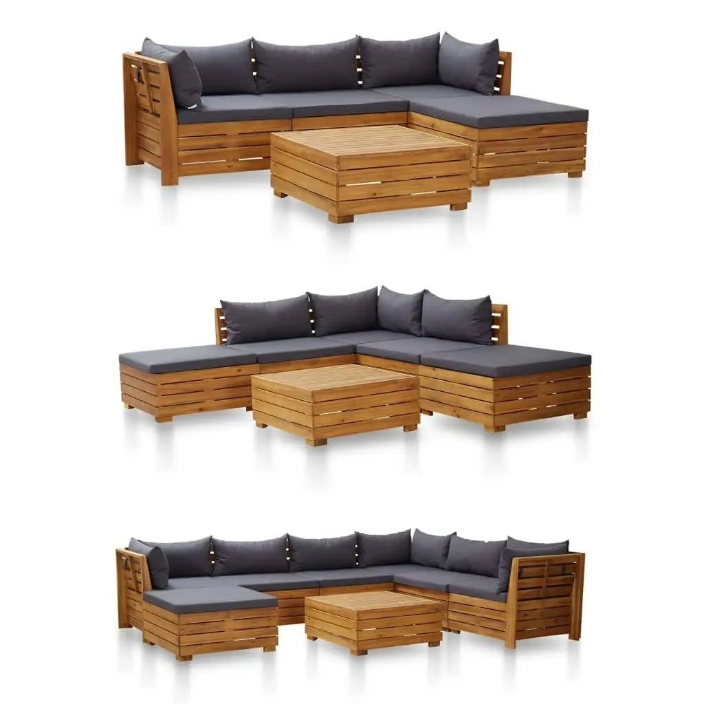 Sectional Corner Sofa 1 pc with Cushions Solid Acacia Wood 46689