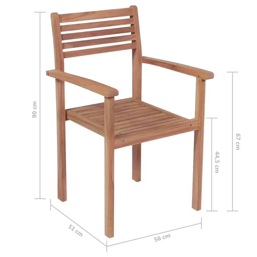 Stackable Garden Chairs with Cushions 8 pcs Solid Teak Wood 3072616