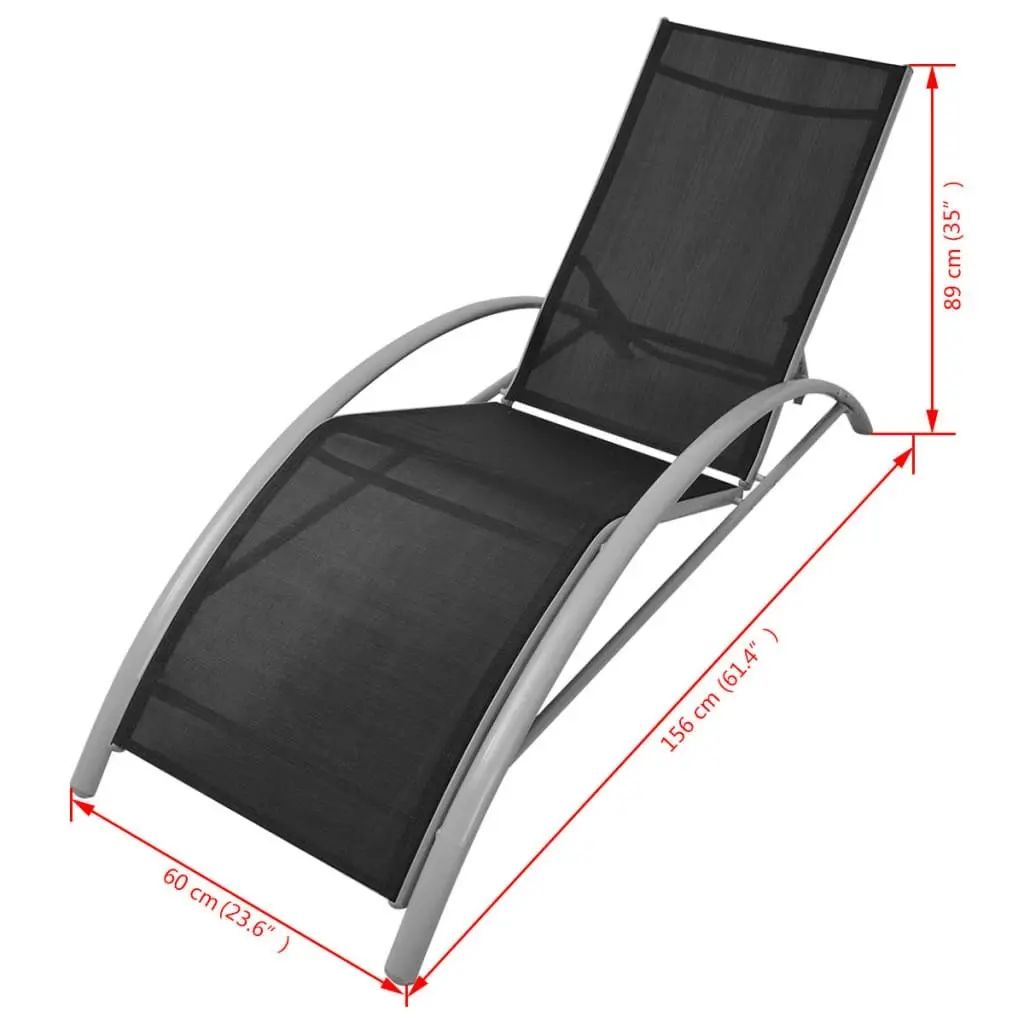 Sun Loungers with Table Aluminium Black 42160