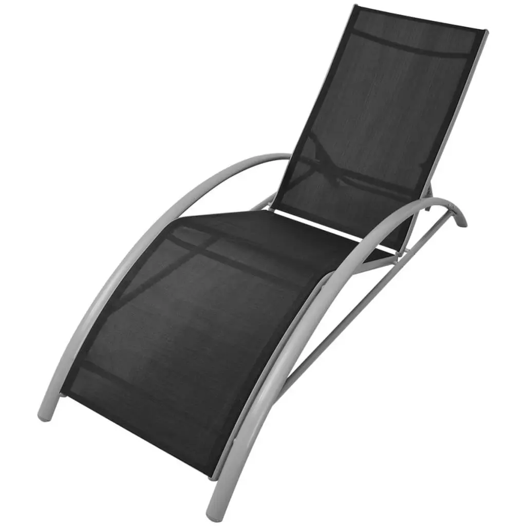 Sun Loungers with Table Aluminium Black 42160