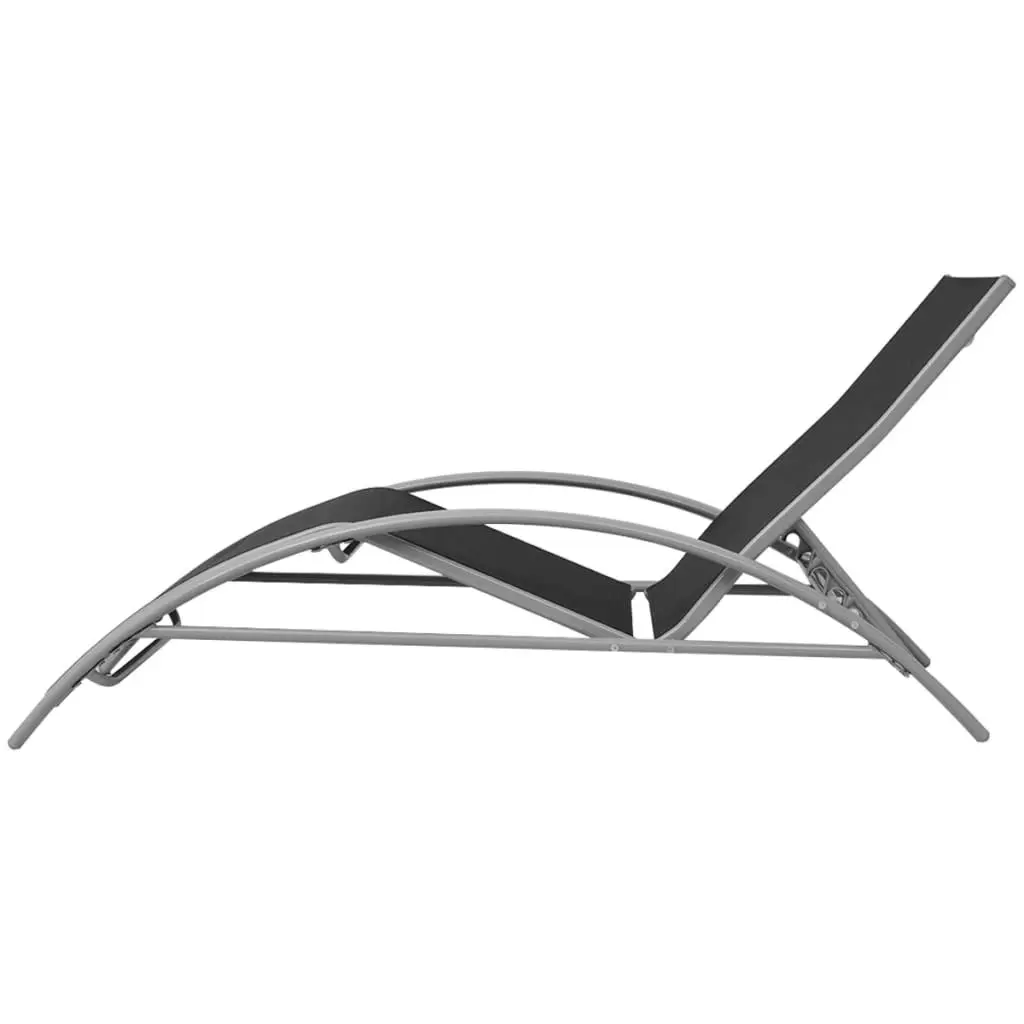 Sun Loungers with Table Aluminium Black 42160