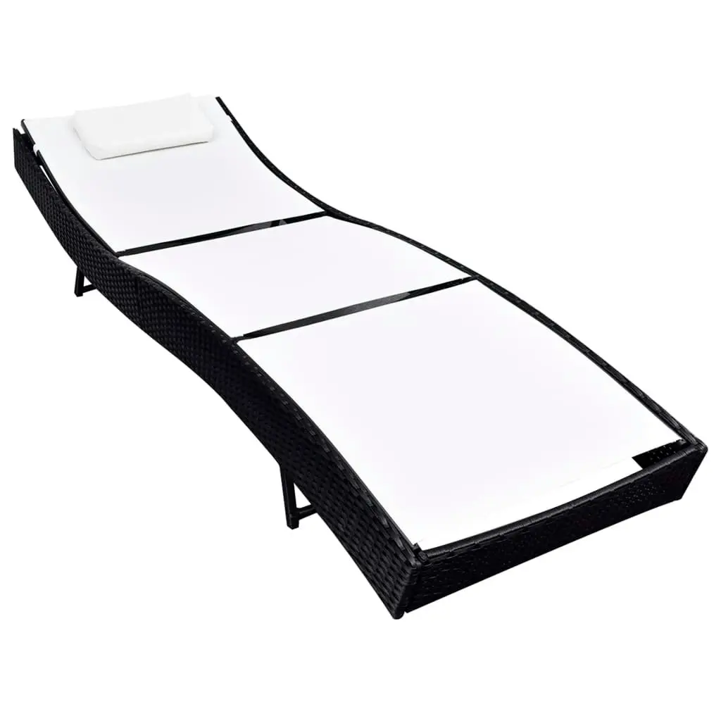 Sun Lounger Poly Rattan Black 42479