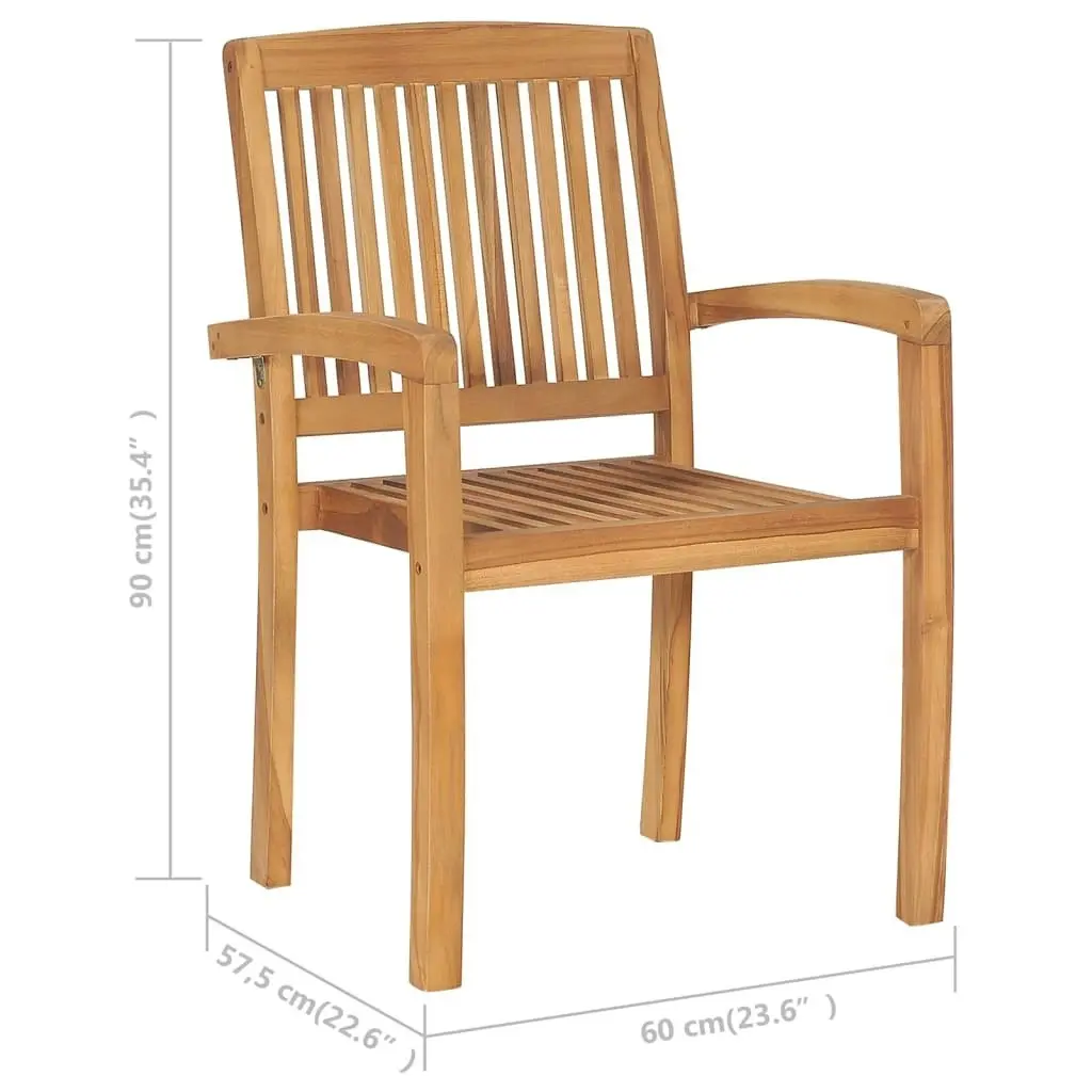 Stacking Garden Chairs with Cushions 6 pcs Solid Teak Wood 3073268