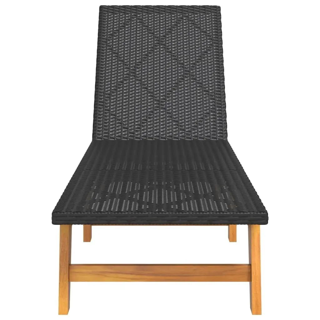 Sun Lounger with Table Poly Rattan and Solid Wood Acacia 319727