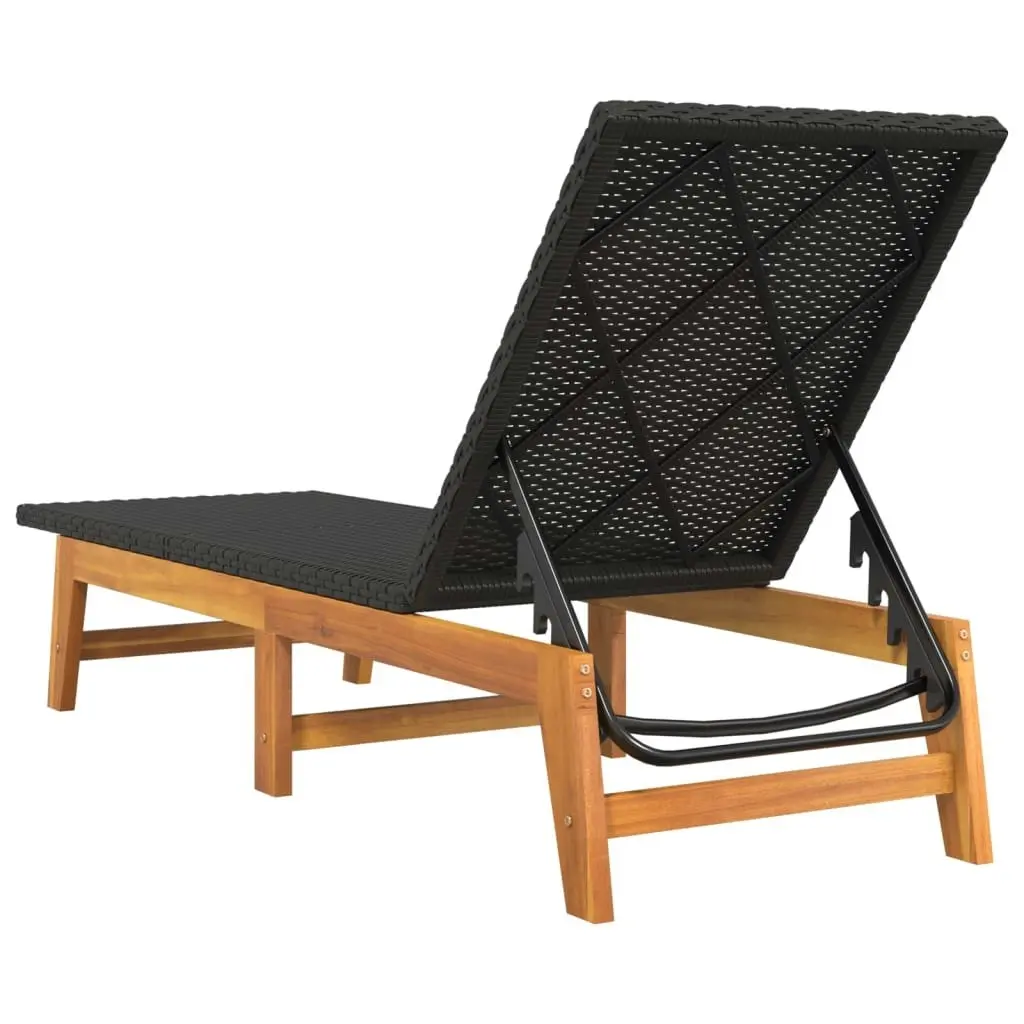 Sun Lounger with Table Poly Rattan and Solid Wood Acacia 319727