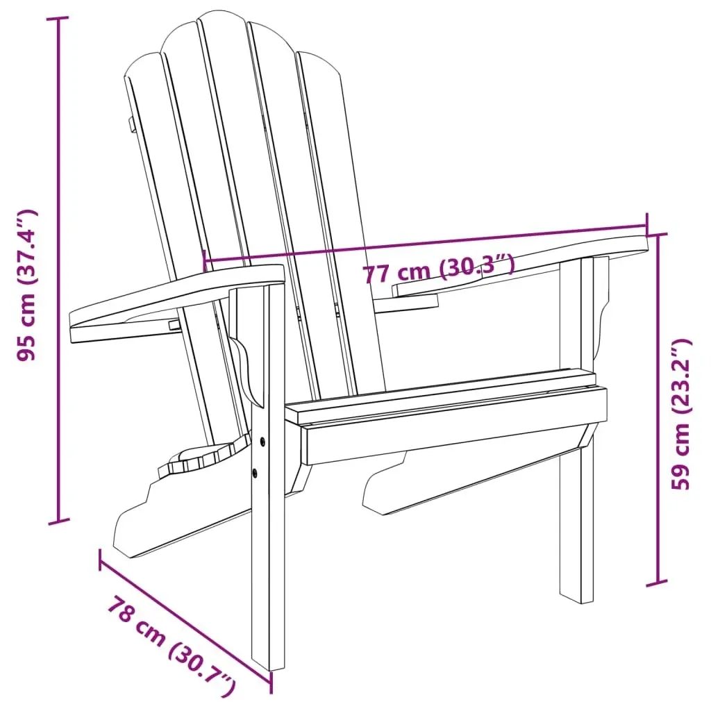 Garden Adirondack Chair 77x78x95 cm Solid Wood Teak 4008081