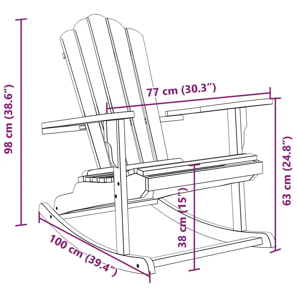 Garden Adirondack Rocking Chair Solid Wood Teak 4008082