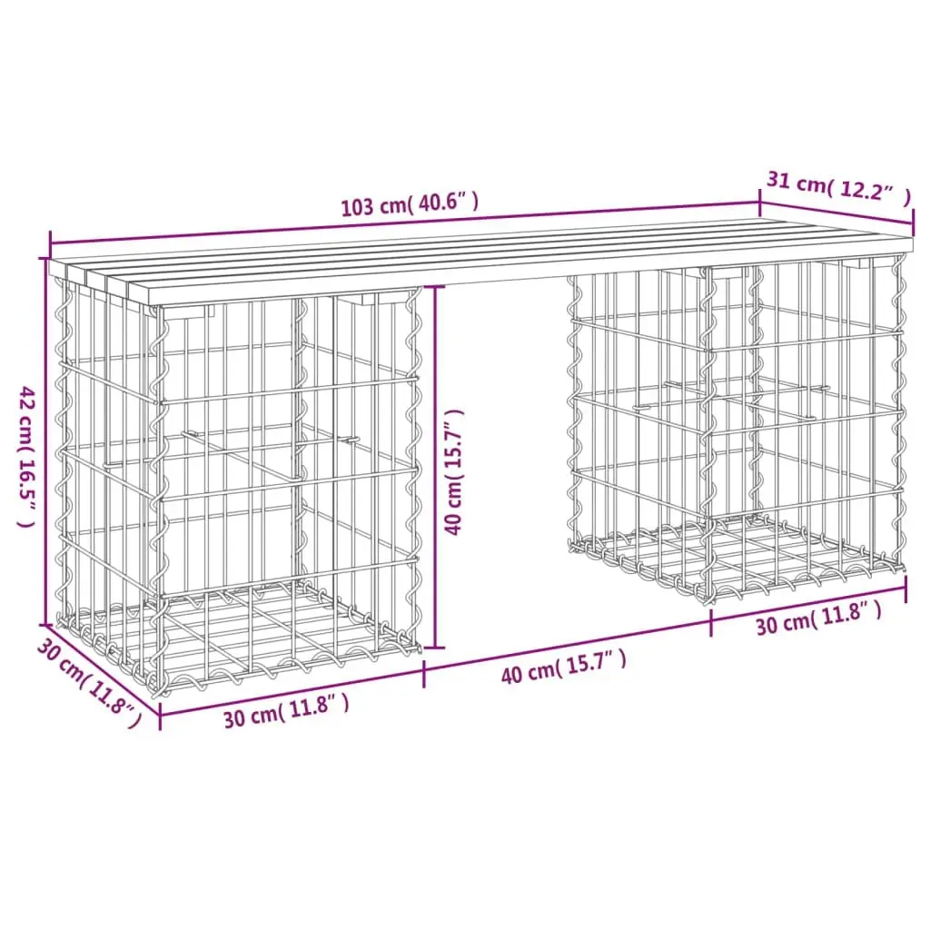 Garden Bench Gabion Design 103x31x42 cm Impregnated Wood Pine 834331