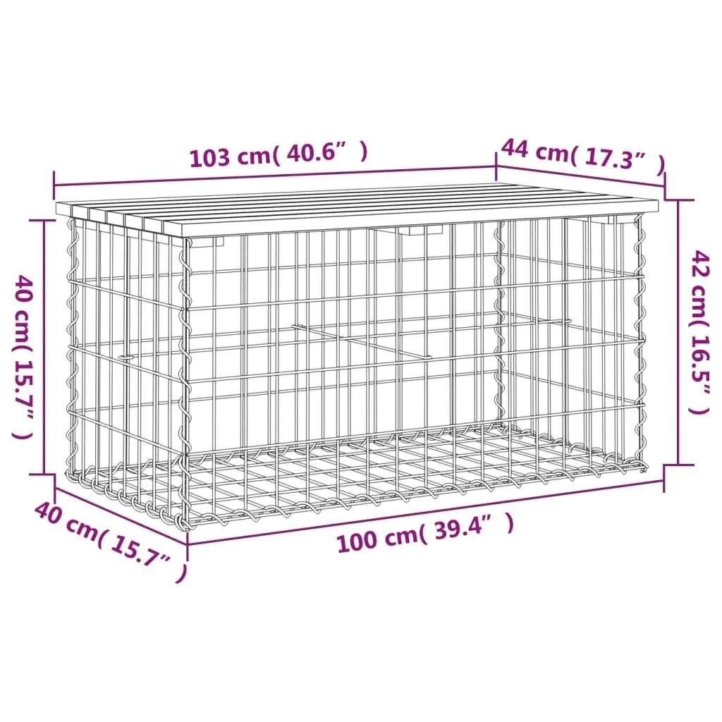 Garden Bench Gabion Design 103x44x42 cm Solid Wood Douglas 834360