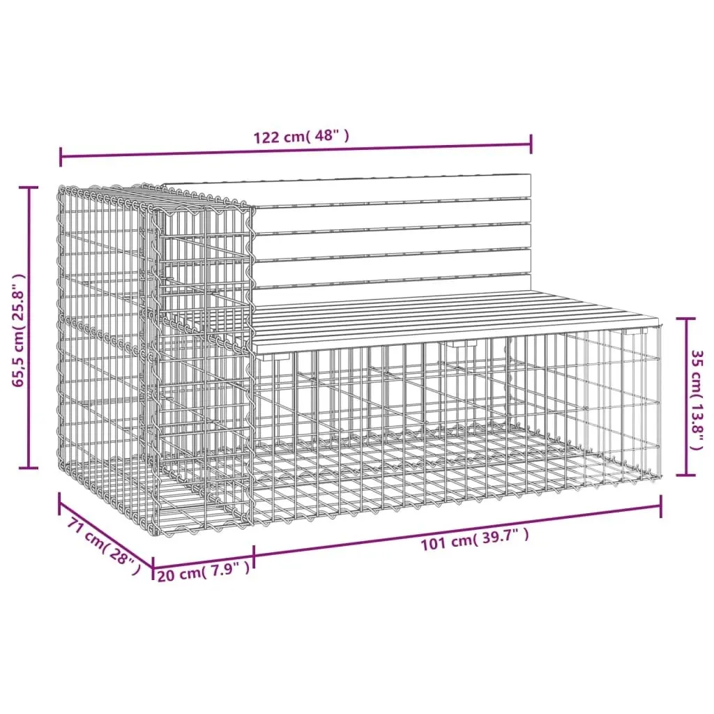 Garden Bench Gabion Design 122x71x65.5 cm Impregnated Wood Pine 834385