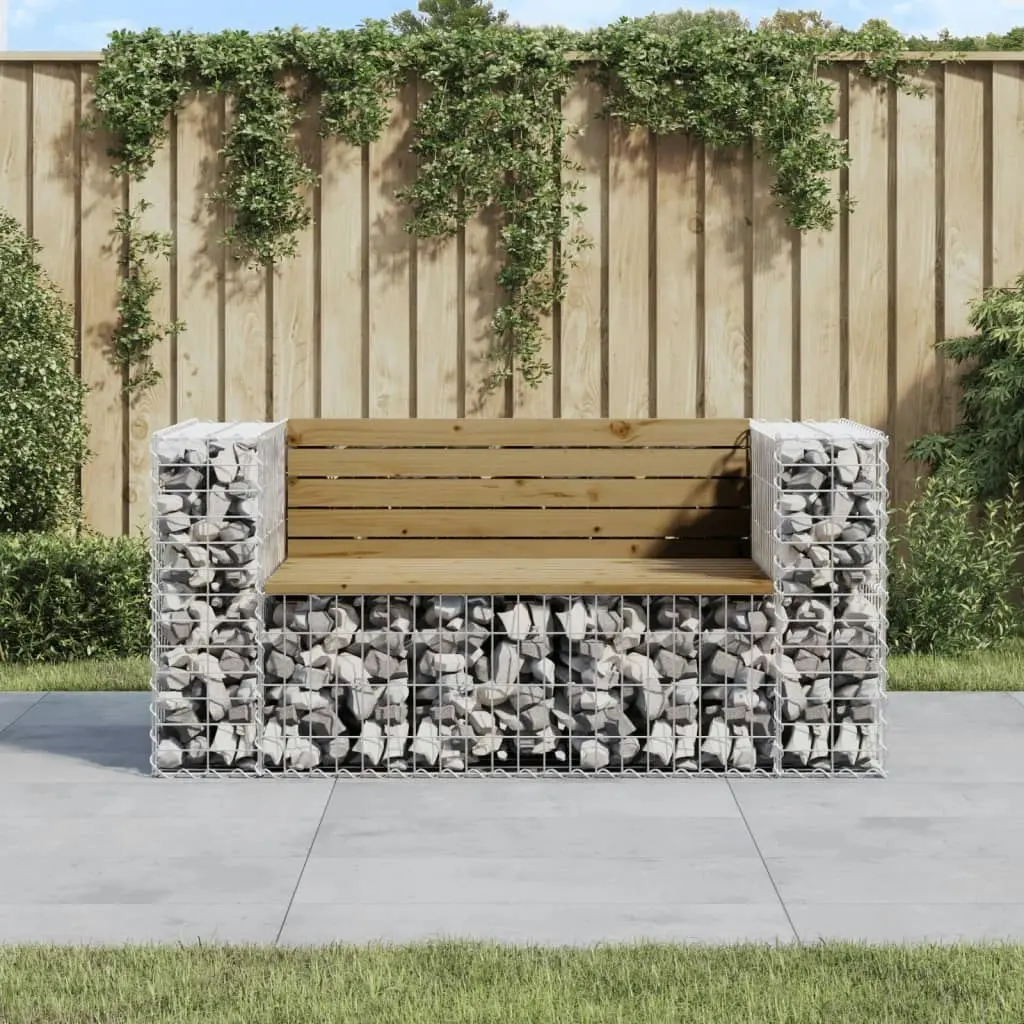 Garden Bench Gabion Design 143x71x65.5 cm Impregnated Wood Pine 834379