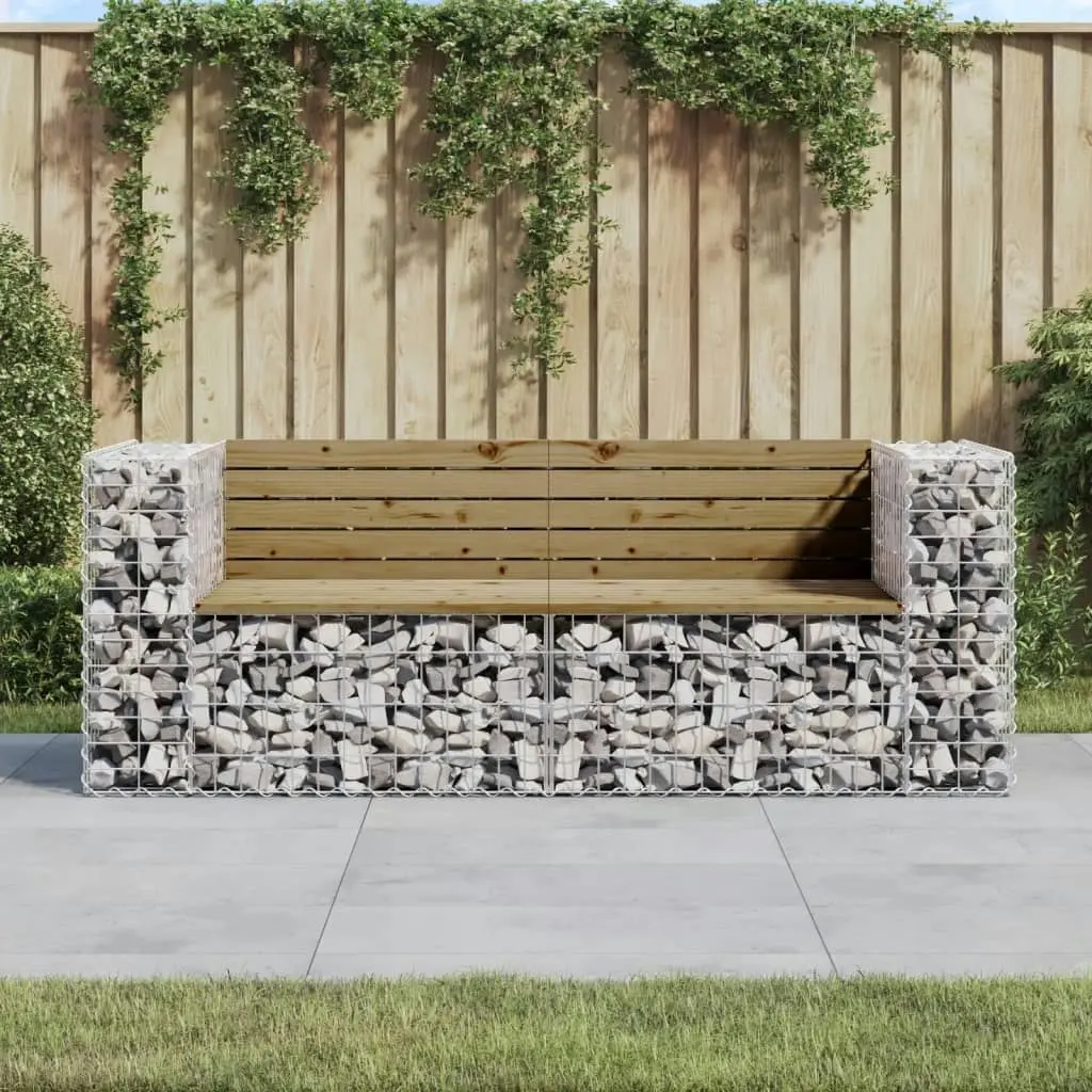 Garden Bench Gabion Design 184x71x65.5 cm Impregnated Wood Pine 3196238