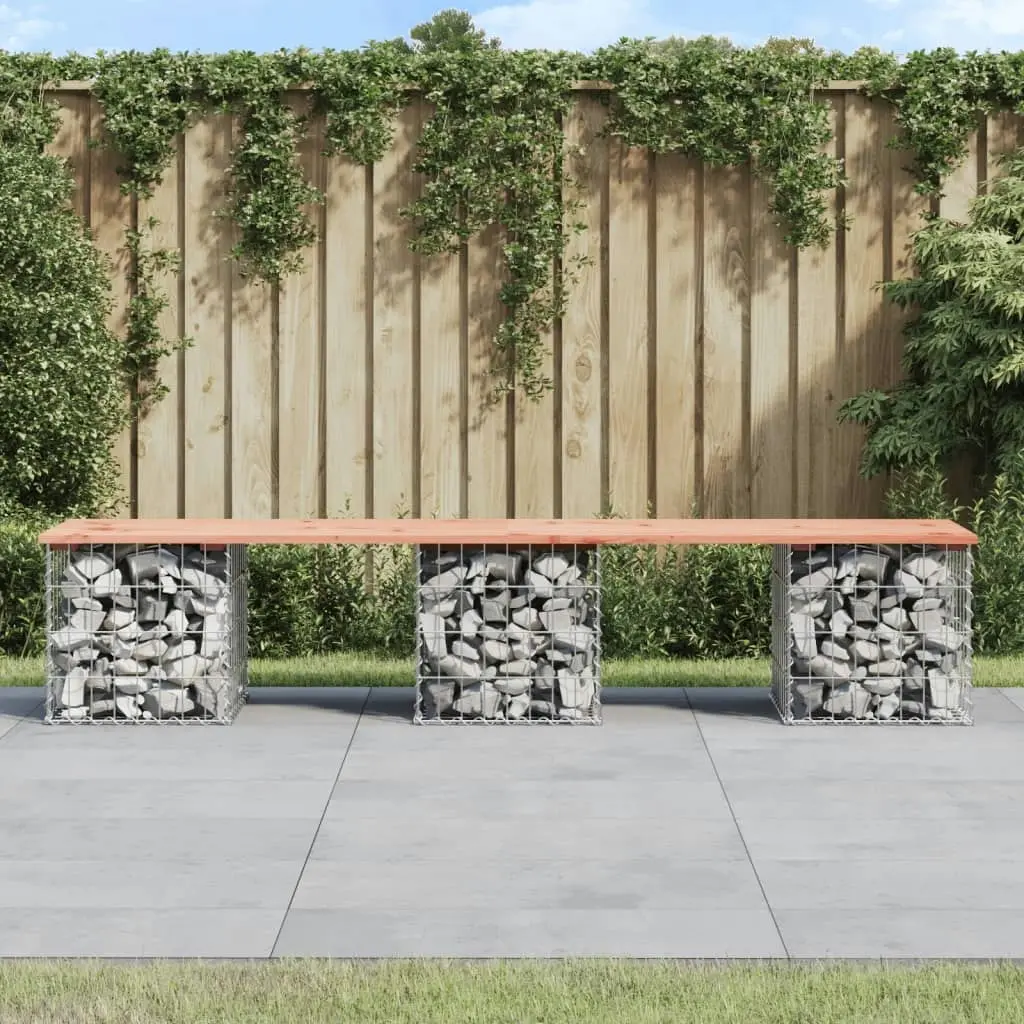 Garden Bench Gabion Design 203x44x42 cm Solid Wood Douglas 834342