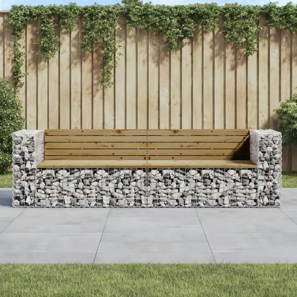 Garden Bench Gabion Design 244x71x65.5 cm Impregnated Wood Pine 3196241