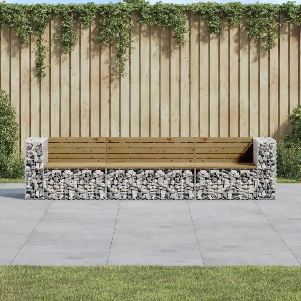 Garden Bench Gabion Design 287x71x65.5 cm Impregnated Wood Pine 3196253