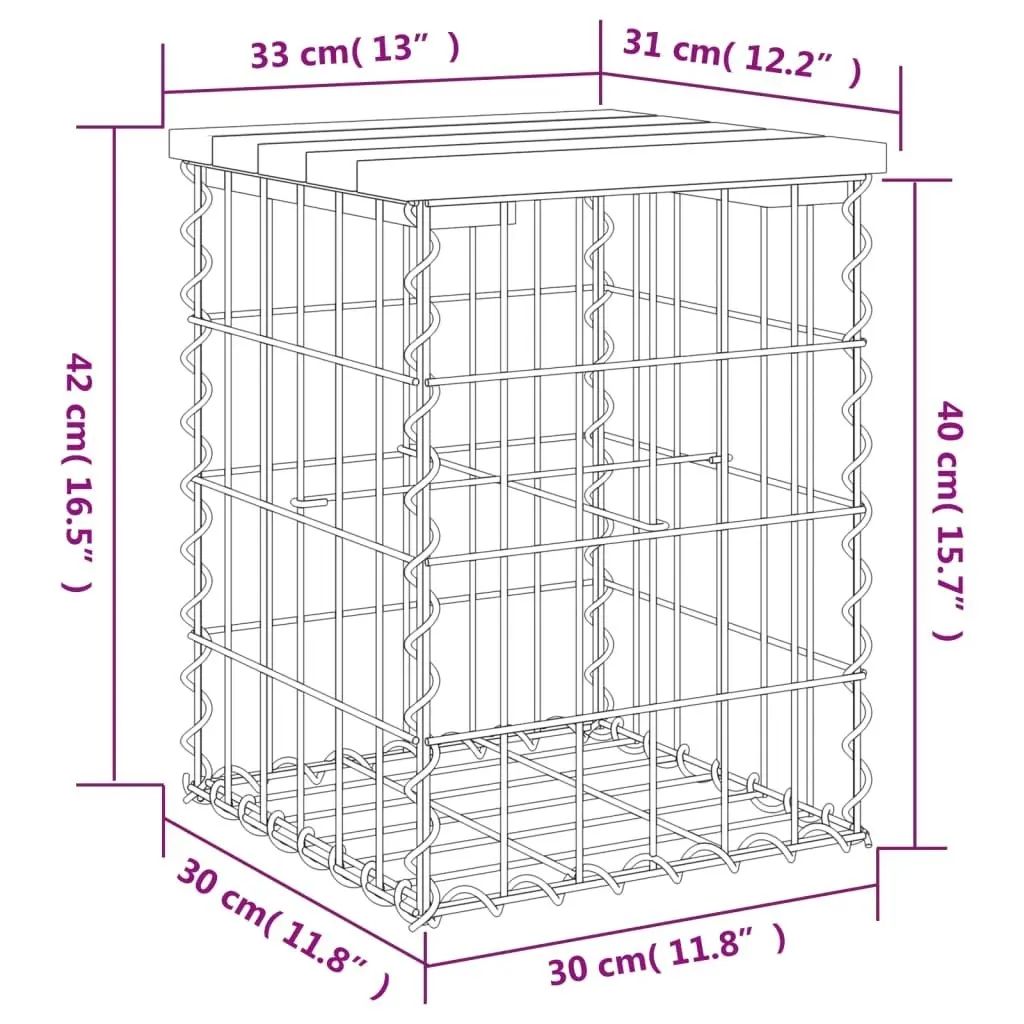 Garden Bench Gabion Design 33x31x42 cm Impregnated Wood Pine 834328