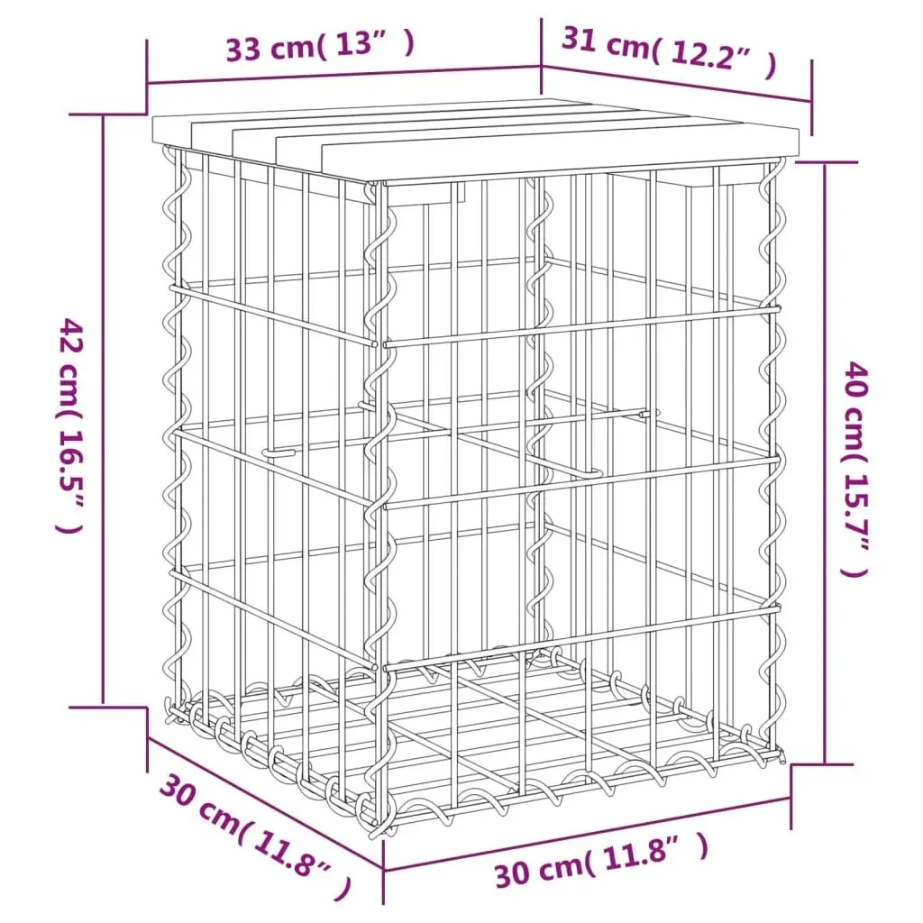 Garden Bench Gabion Design 33x31x42 cm Solid Wood Douglas 834327