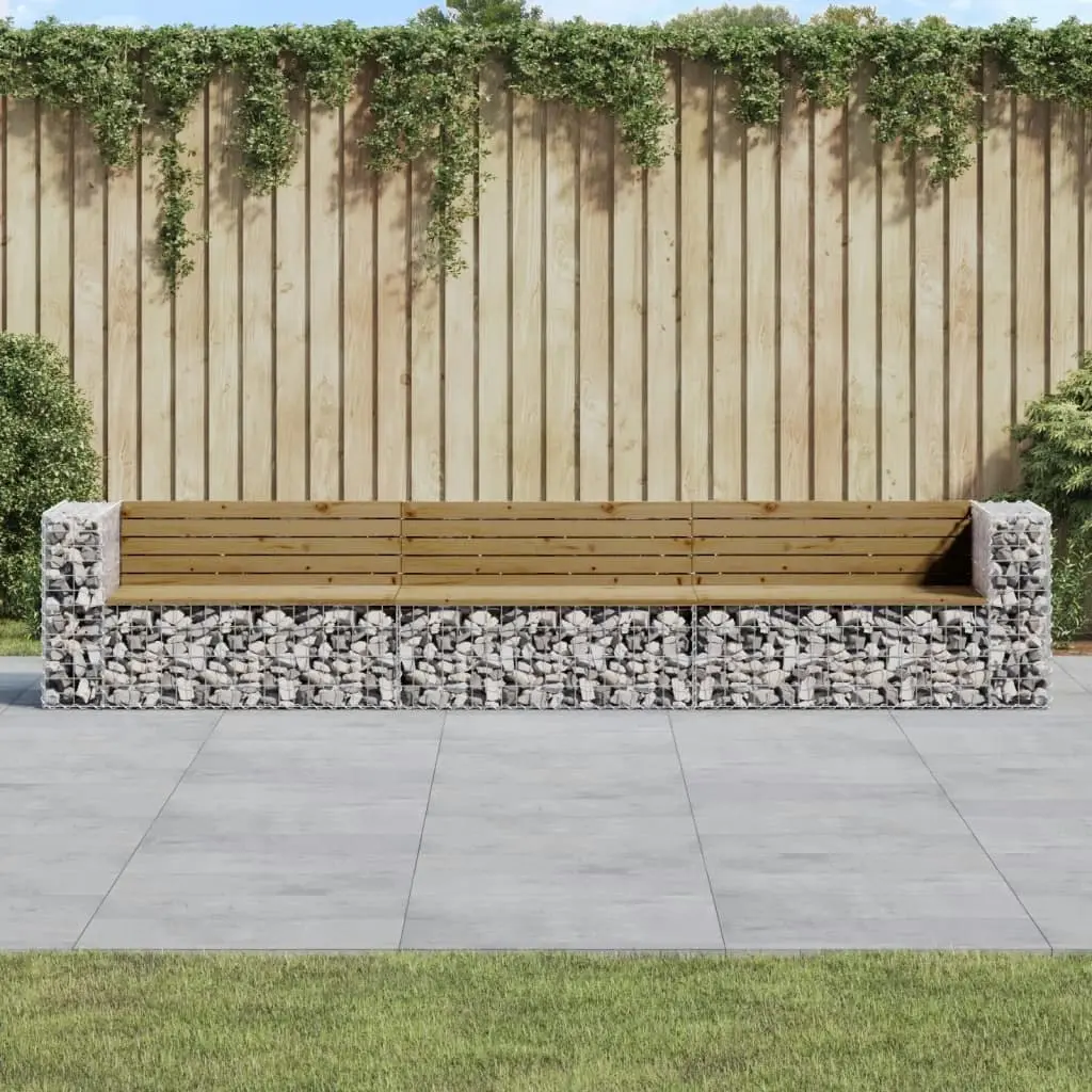 Garden Bench Gabion Design 347x71x65.5 cm Impregnated Wood Pine 3196256