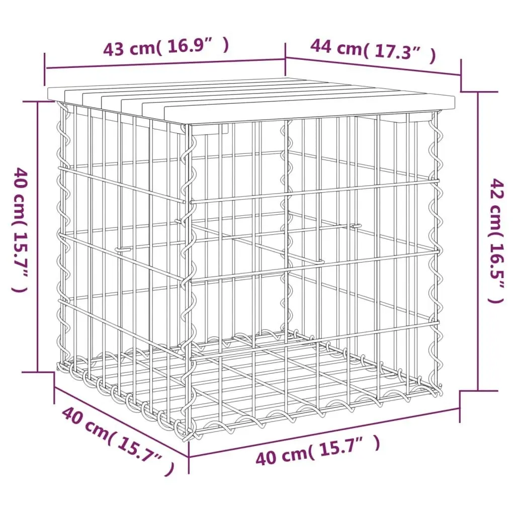 Garden Bench Gabion Design 43x44x42 cm Solid Wood Douglas 834336