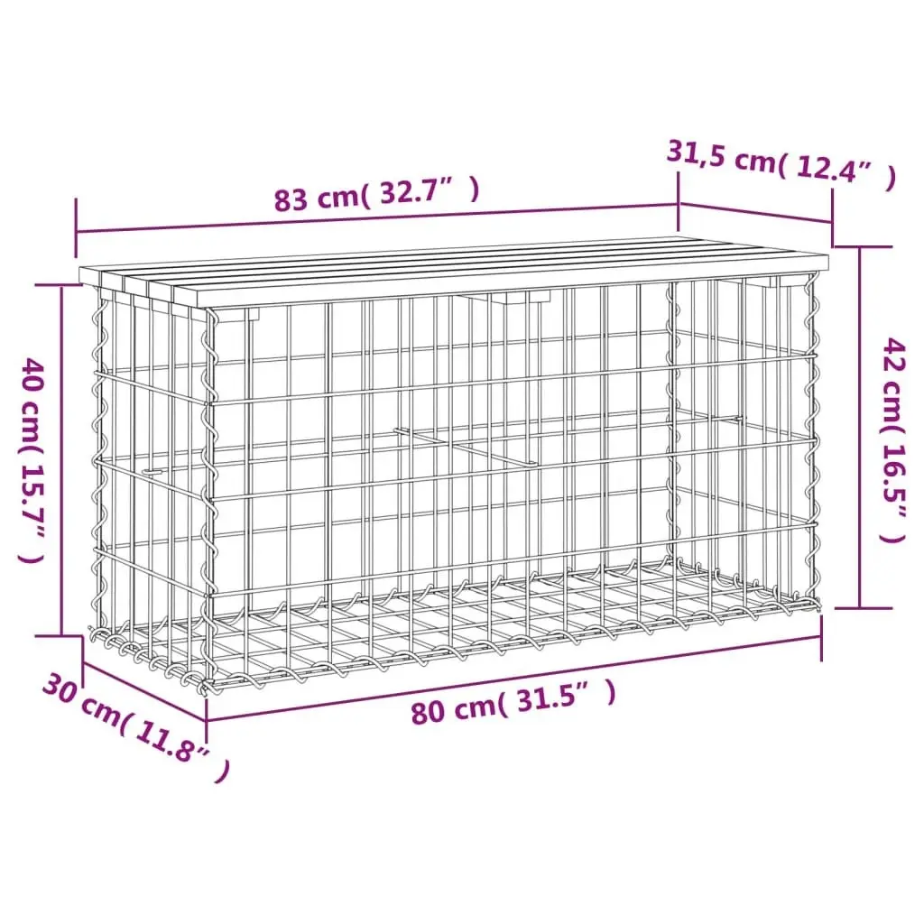 Garden Bench Gabion Design 83x31.5x42 cm Impregnated Wood Pine 834349