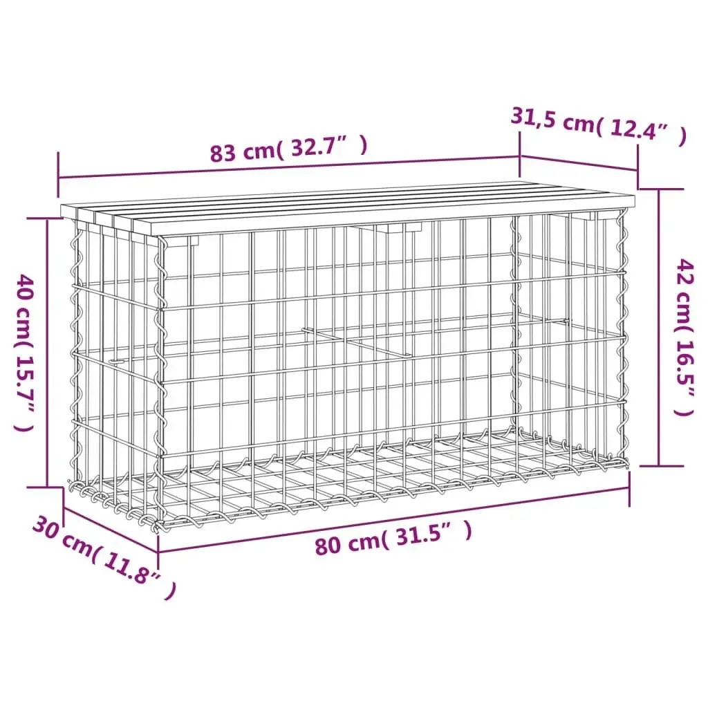 Garden Bench Gabion Design 83x31.5x42 cm Solid Wood Douglas 834348