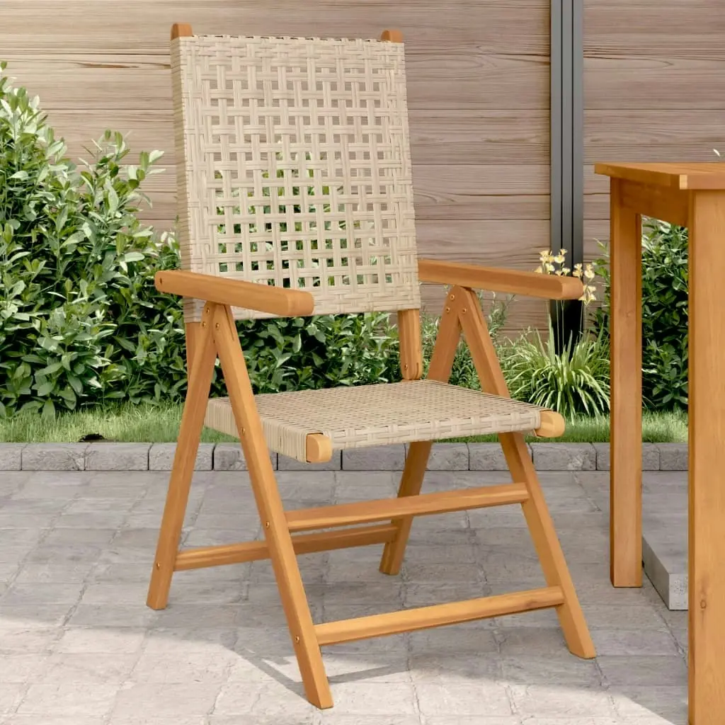 Garden Chairs 2 pcs Beige Solid Wood Acacia and Poly Rattan 367653