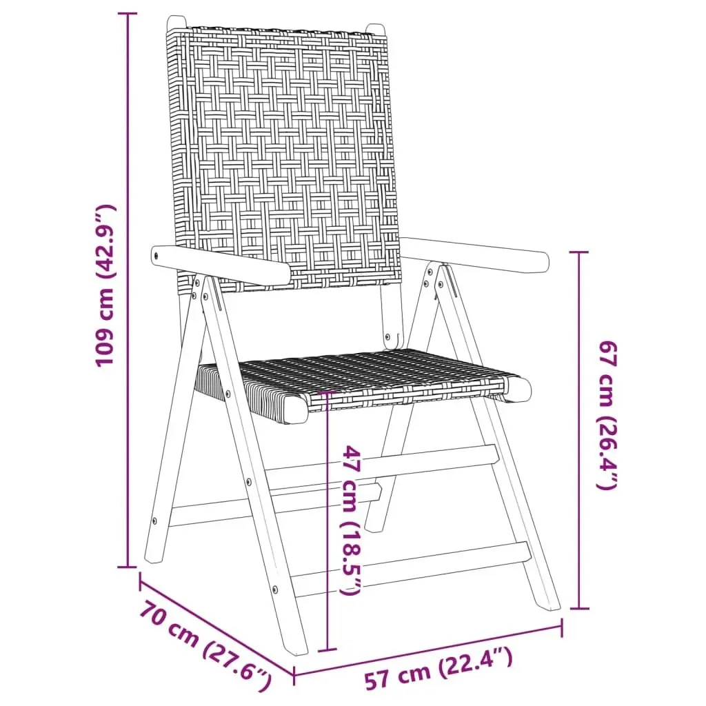 Garden Chairs 2 pcs Beige Solid Wood Acacia and Poly Rattan 367653