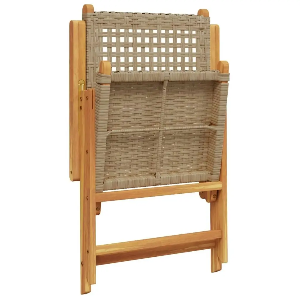 Garden Chairs 2 pcs Beige Solid Wood Acacia and Poly Rattan 367653