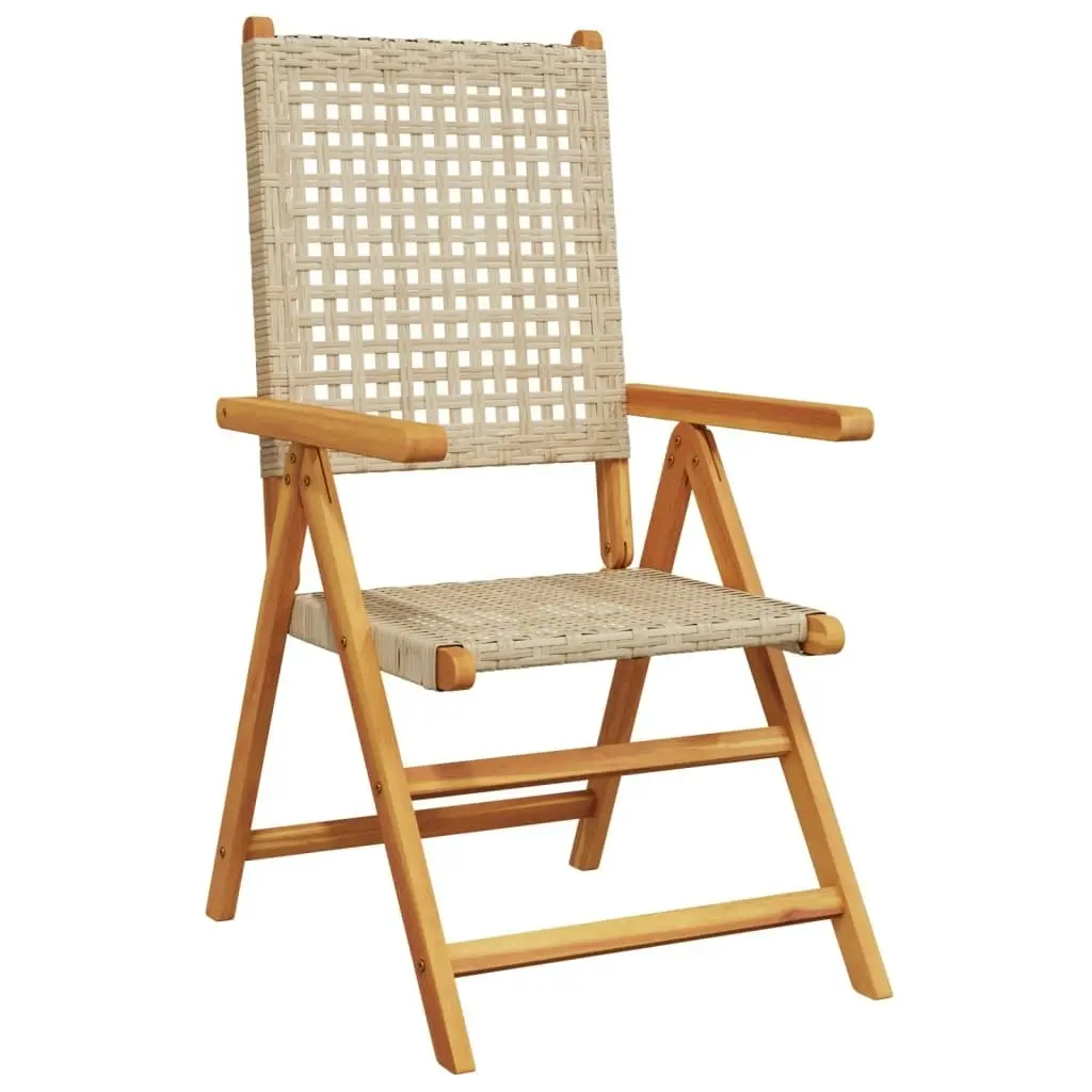 Garden Chairs 2 pcs Beige Solid Wood Acacia and Poly Rattan 367653