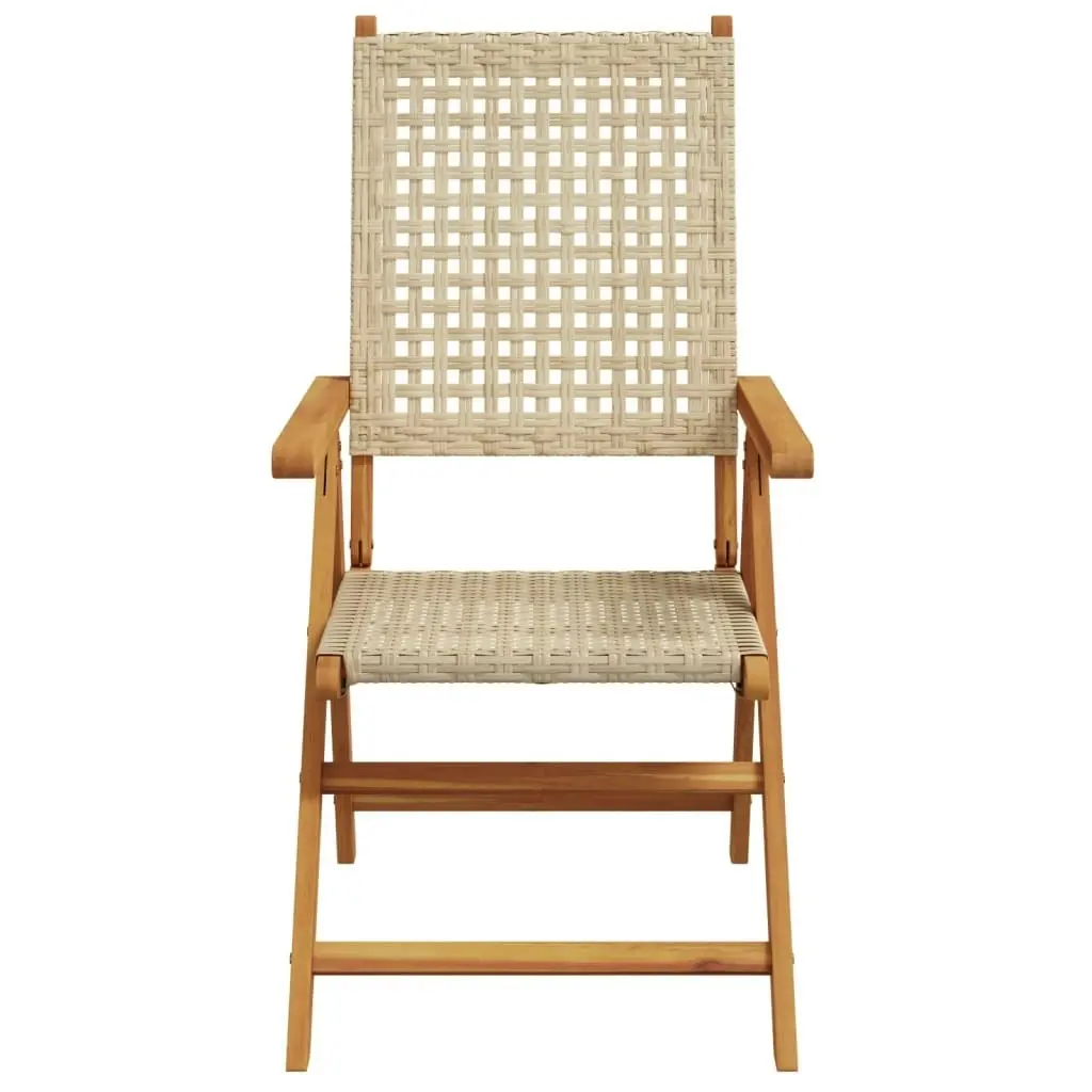 Garden Chairs 2 pcs Beige Solid Wood Acacia and Poly Rattan 367653