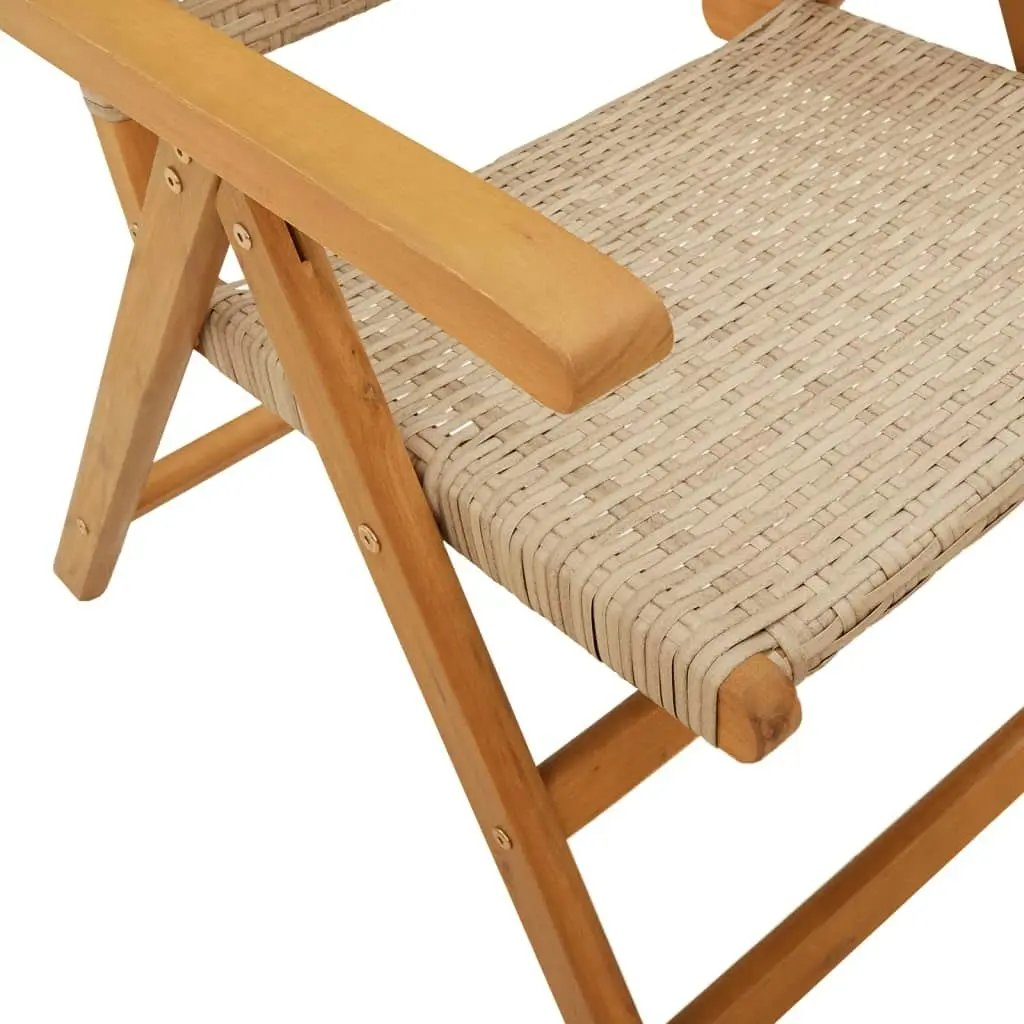 Garden Chairs 2 pcs Beige Solid Wood Acacia and Poly Rattan 367653