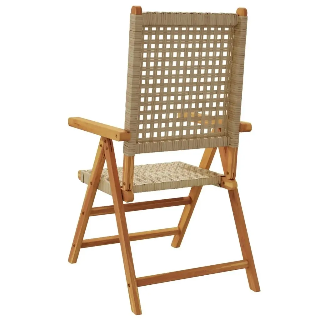 Garden Chairs 2 pcs Beige Solid Wood Acacia and Poly Rattan 367653