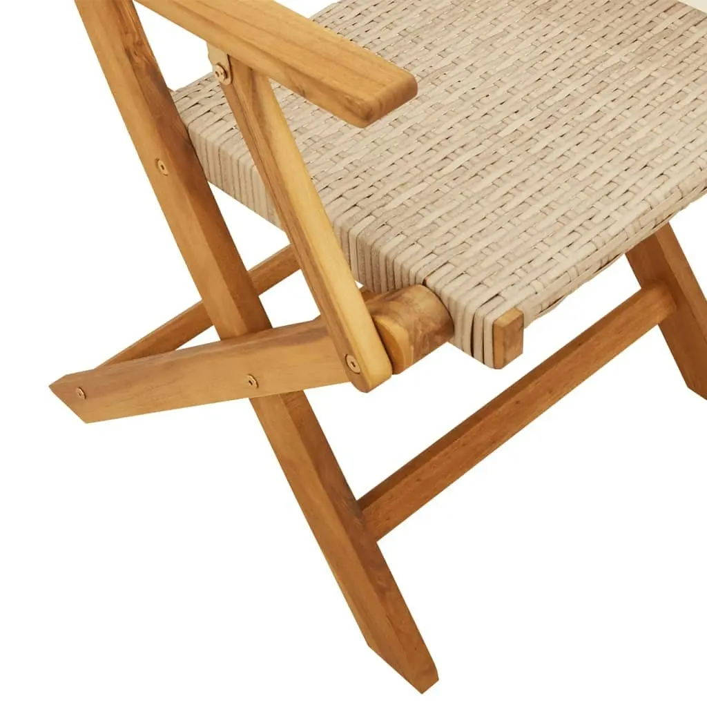 Garden Chairs 2 pcs Beige Solid Wood Acacia and Poly Rattan 367665