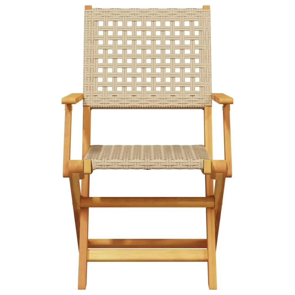 Garden Chairs 2 pcs Beige Solid Wood Acacia and Poly Rattan 367665