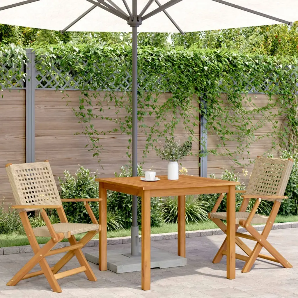 Garden Chairs 2 pcs Beige Solid Wood Acacia and Poly Rattan 367665