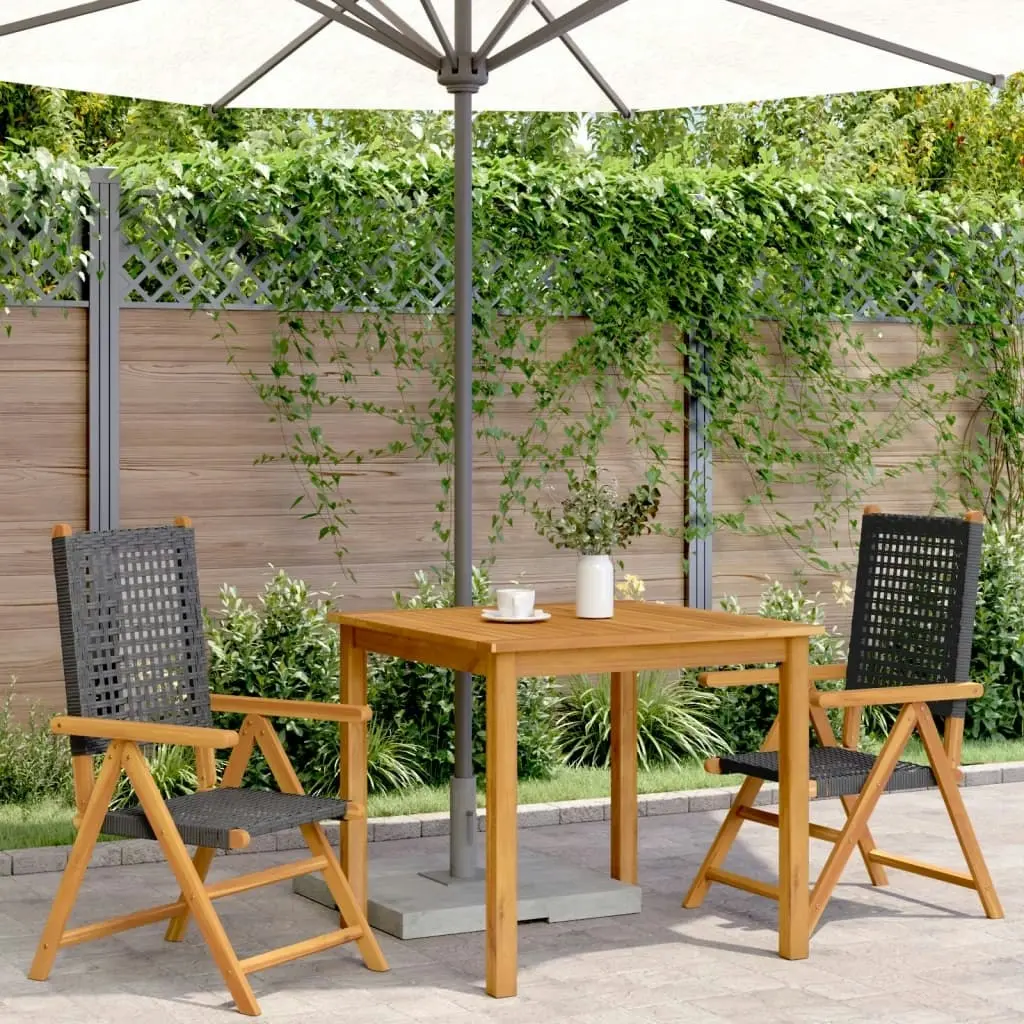 Garden Chairs 2 pcs Black Solid Wood Acacia and Poly Rattan 367651