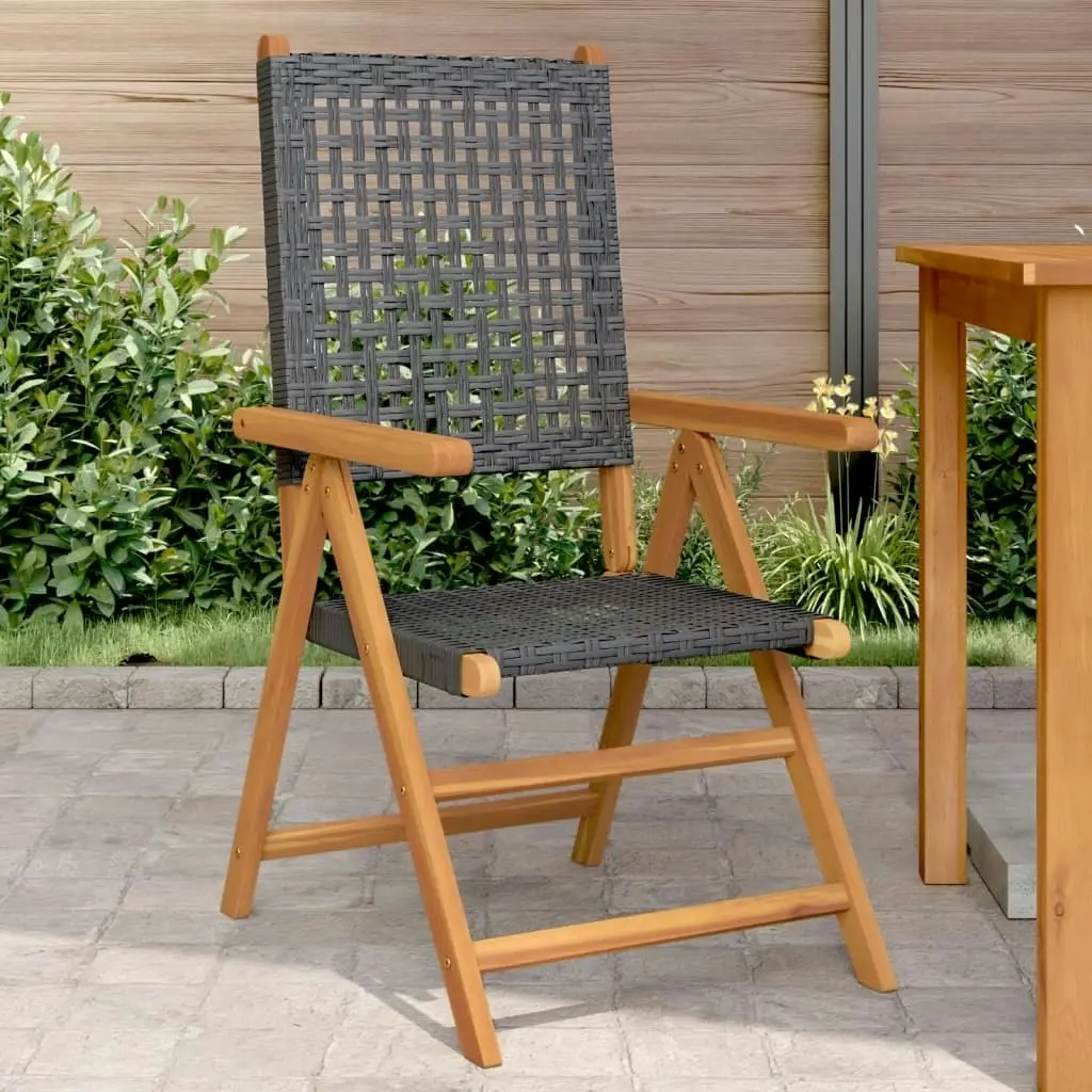 Garden Chairs 2 pcs Black Solid Wood Acacia and Poly Rattan 367651